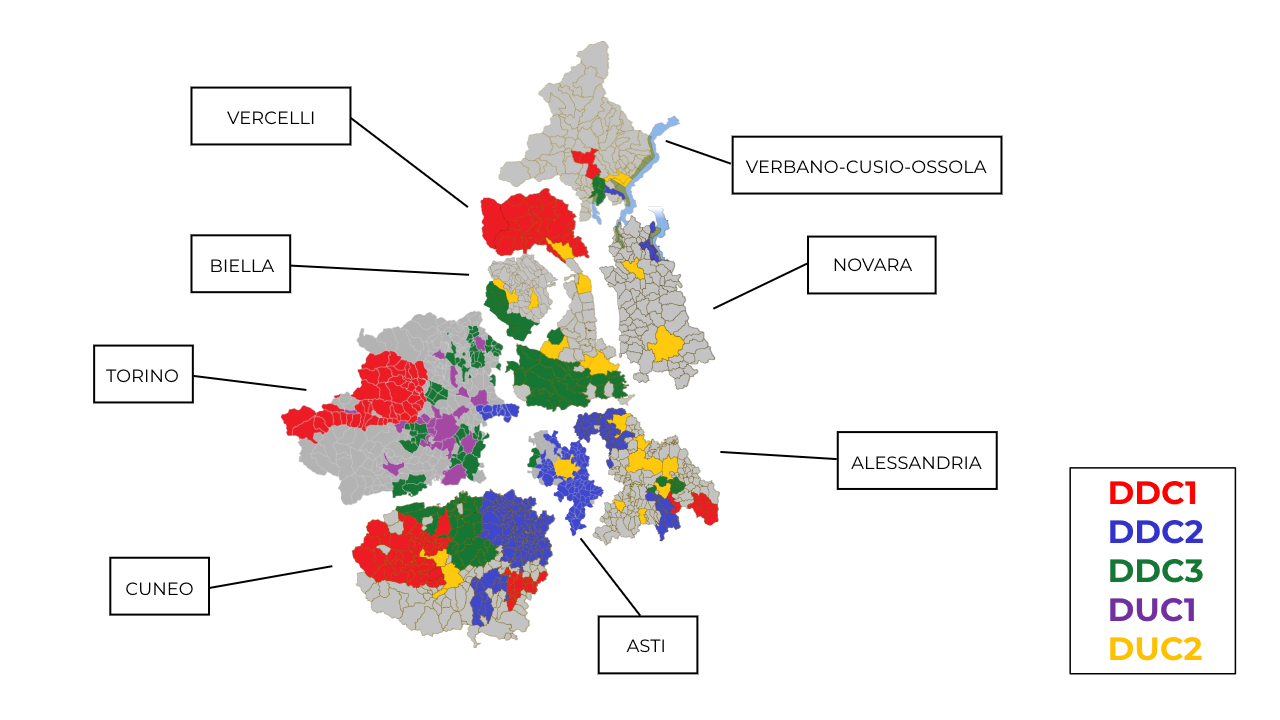 mappa Distretti del Commercio del Piemonte